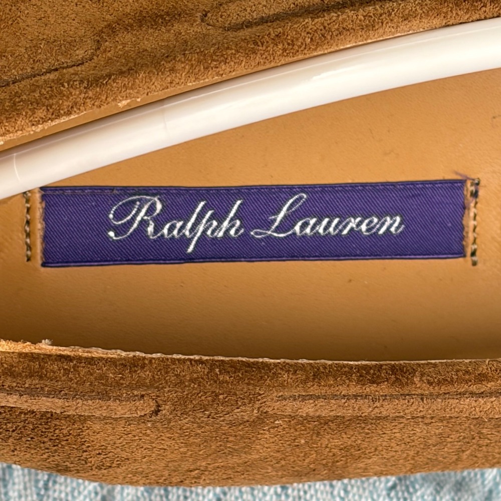 Ralph Lauren Purple Label Quillis Tassel Loafers Teak Calf Suede EU 38.5 US 8.5 - Picture 9 of 16
